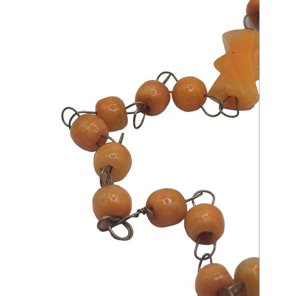 Vintage Orange Aventurine Carved Stone Aztec Pendant Necklace Tribal Sun Dial - Picture 4 of 8